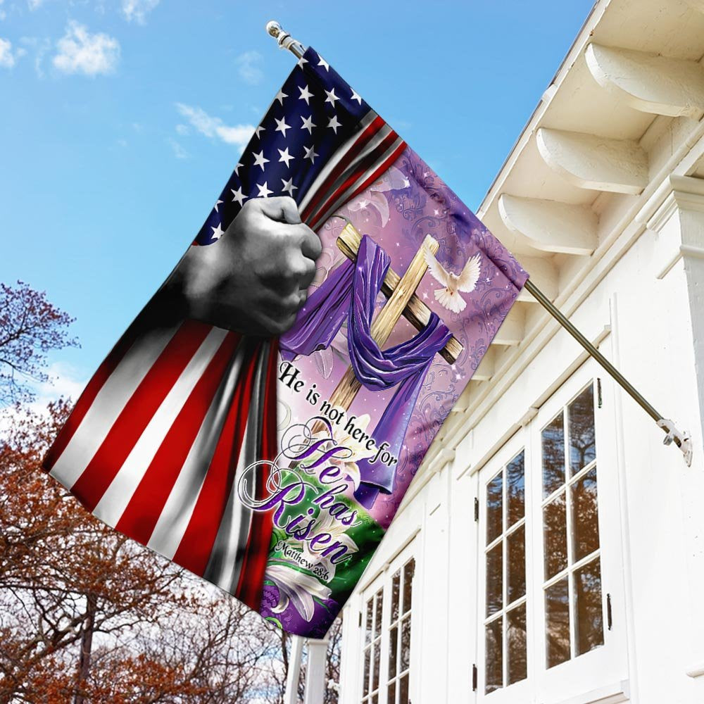 Christian Garden Flags, He Is Not Here For He Has Risen Flag, Christian House Flags, Christian Cross Flag, Faith Flag