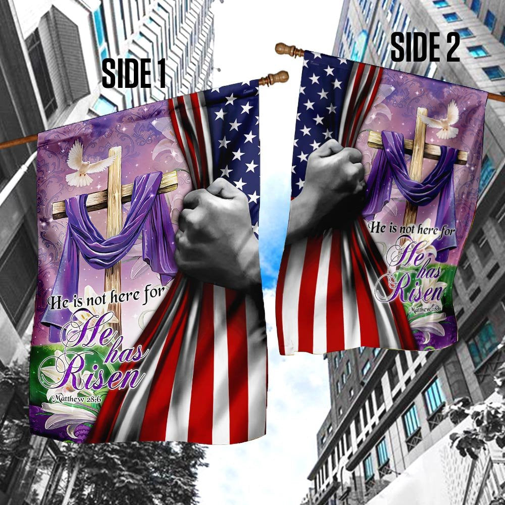 Christian Garden Flags, He Is Not Here For He Has Risen Flag, Christian House Flags, Christian Cross Flag, Faith Flag