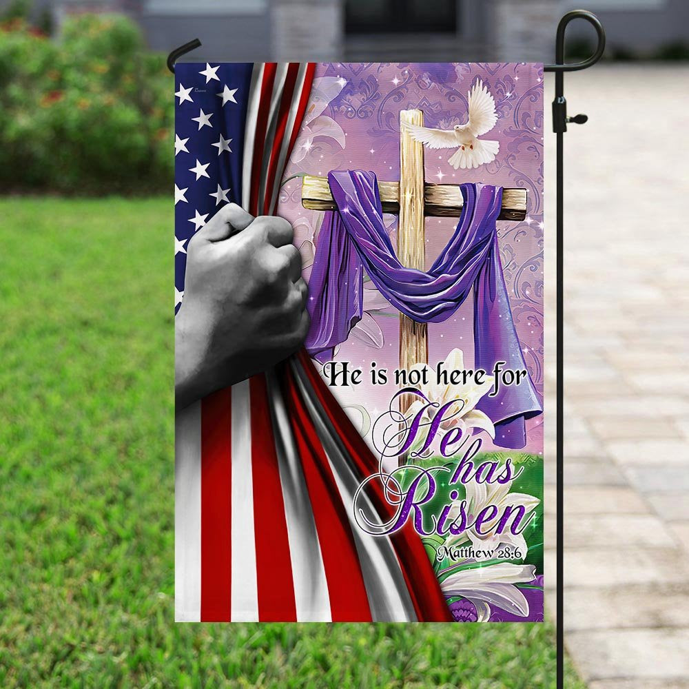 Christian Garden Flags, He Is Not Here For He Has Risen Flag, Christian House Flags, Christian Cross Flag, Faith Flag