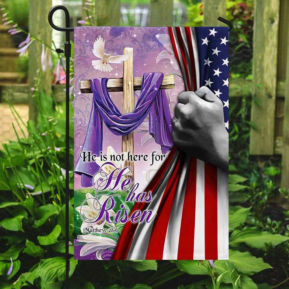 Christian Garden Flags, He Is Not Here For He Has Risen Flag, Christian House Flags, Christian Cross Flag, Faith Flag