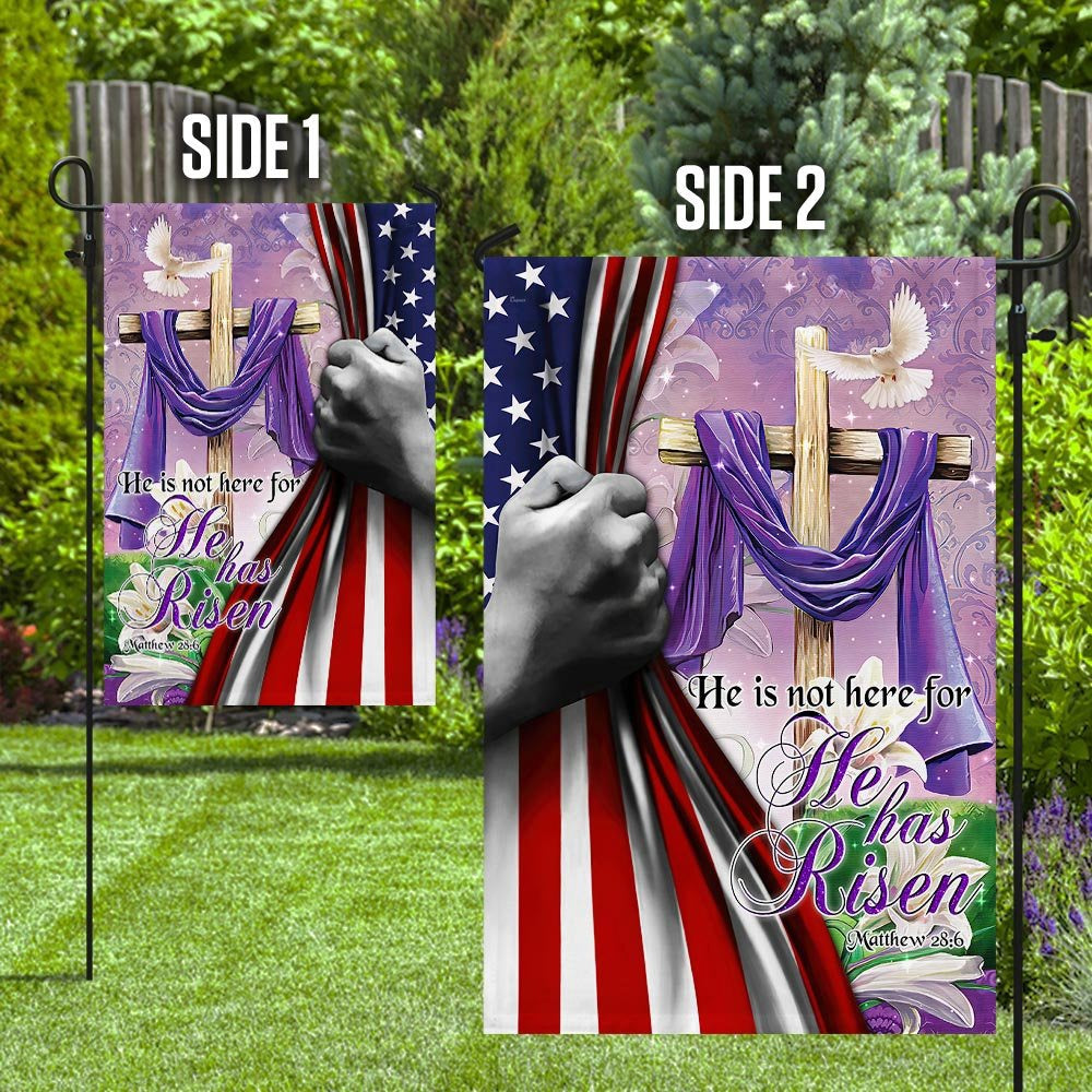 Christian Garden Flags, He Is Not Here For He Has Risen Flag, Christian House Flags, Christian Cross Flag, Faith Flag