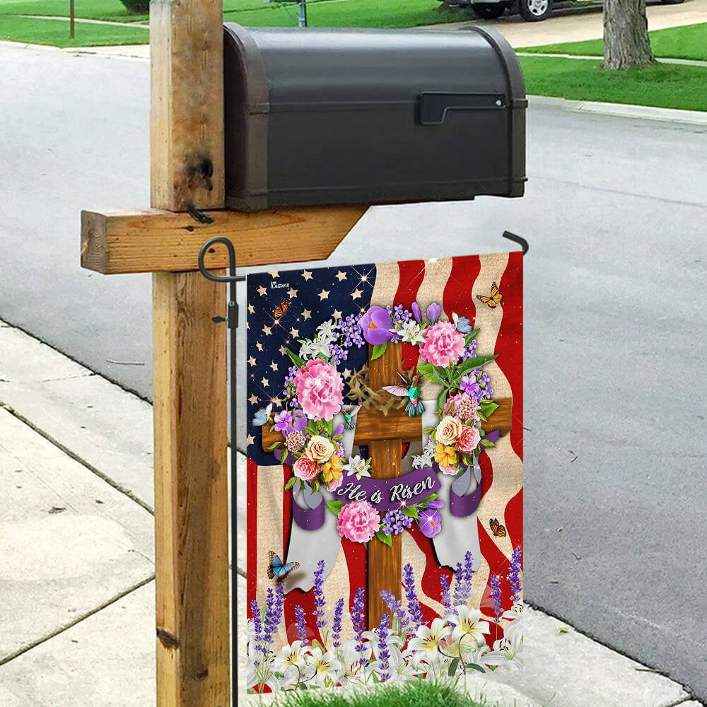 Christian Garden Flags, He Is Risen Christian American Flag, Christian House Flags, Christian Cross Flag, Faith Flag