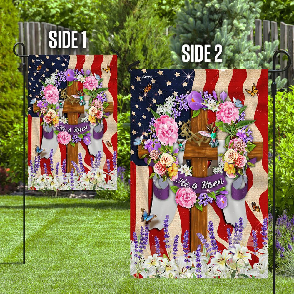 Christian Garden Flags, He Is Risen Christian American Flag, Christian House Flags, Christian Cross Flag, Faith Flag
