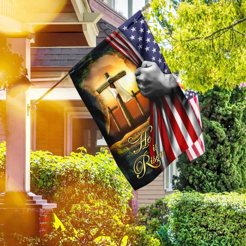 Christian Garden Flags, He Is Risen Jesus Christ Cross Flag, Christian House Flags, Christian Cross Flag, Faith Flag