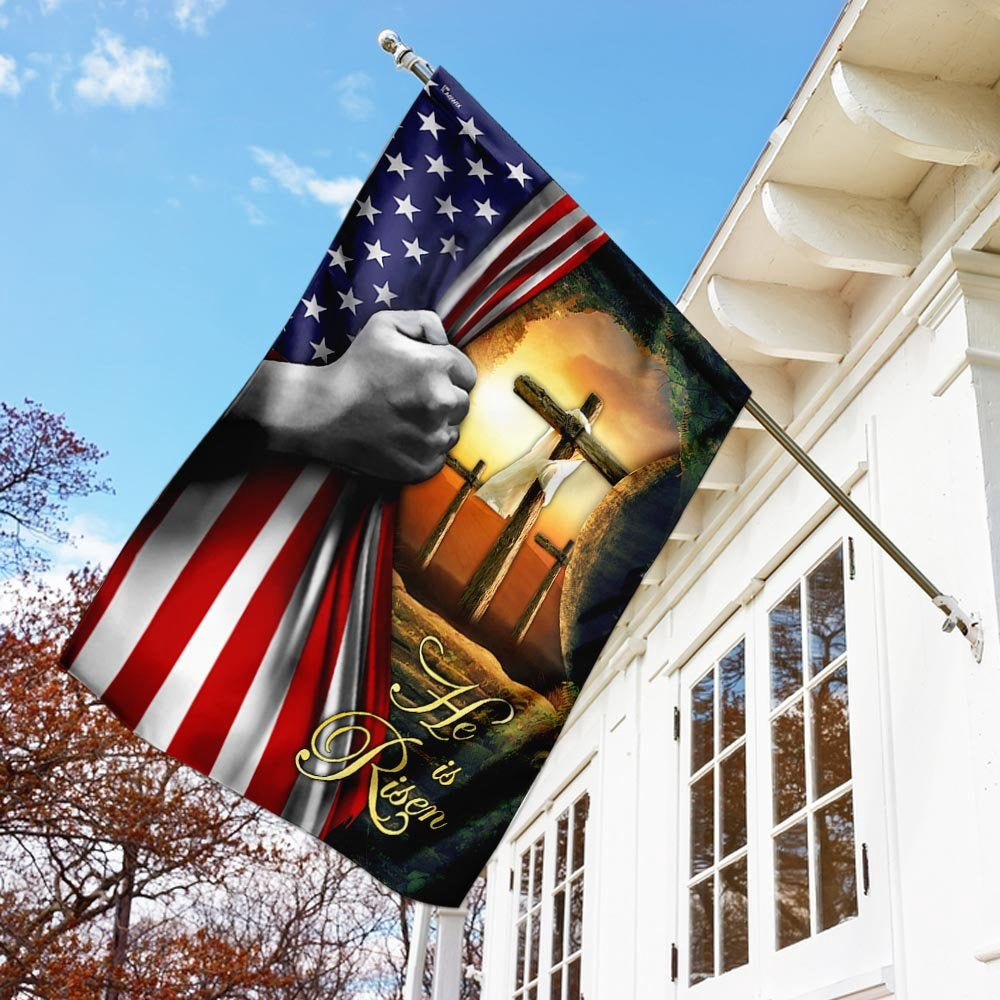 Christian Garden Flags, He Is Risen Jesus Christ Cross Flag, Christian House Flags, Christian Cross Flag, Faith Flag
