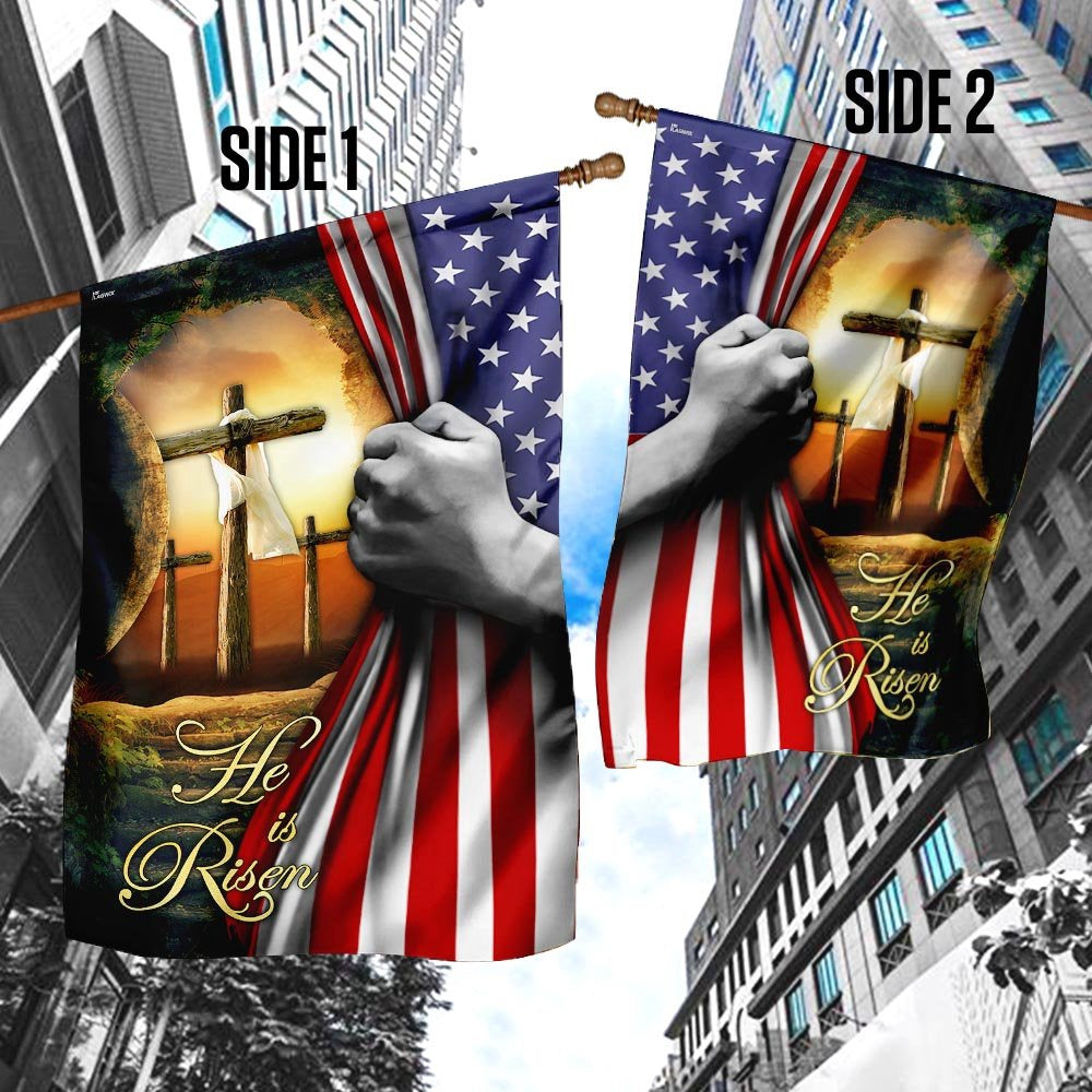 Christian Garden Flags, He Is Risen Jesus Christ Cross Flag, Christian House Flags, Christian Cross Flag, Faith Flag