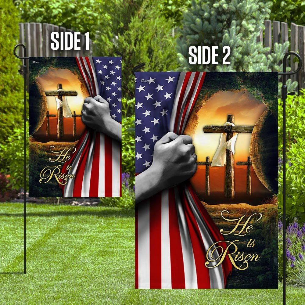 Christian Garden Flags, He Is Risen Jesus Christ Cross Flag, Christian House Flags, Christian Cross Flag, Faith Flag