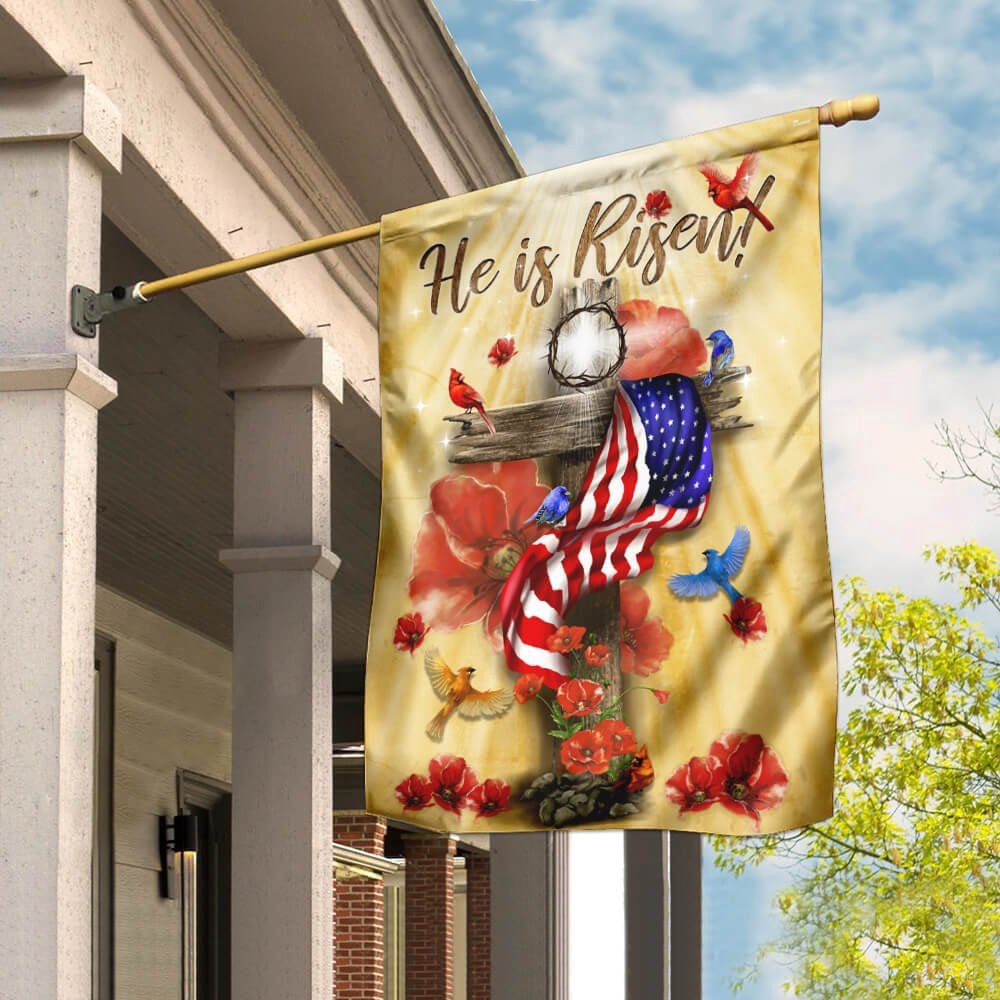 Christian Garden Flags, He Is Risen Jesus Flag, Christian House Flags, Christian Cross Flag, Faith Flag
