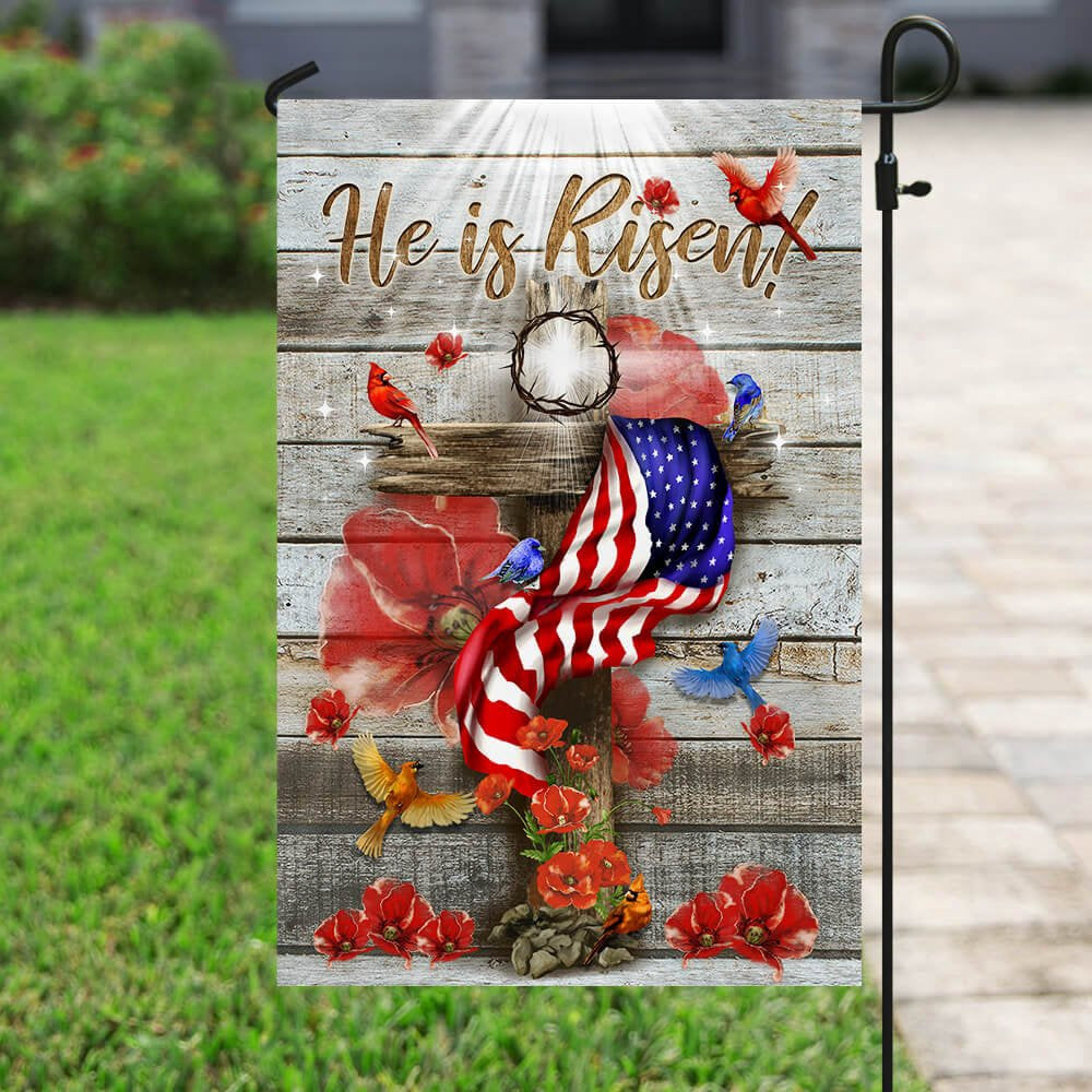 Christian Garden Flags, He Is Risen Jesus Flag, Christian House Flags, Christian Cross Flag, Faith Flag