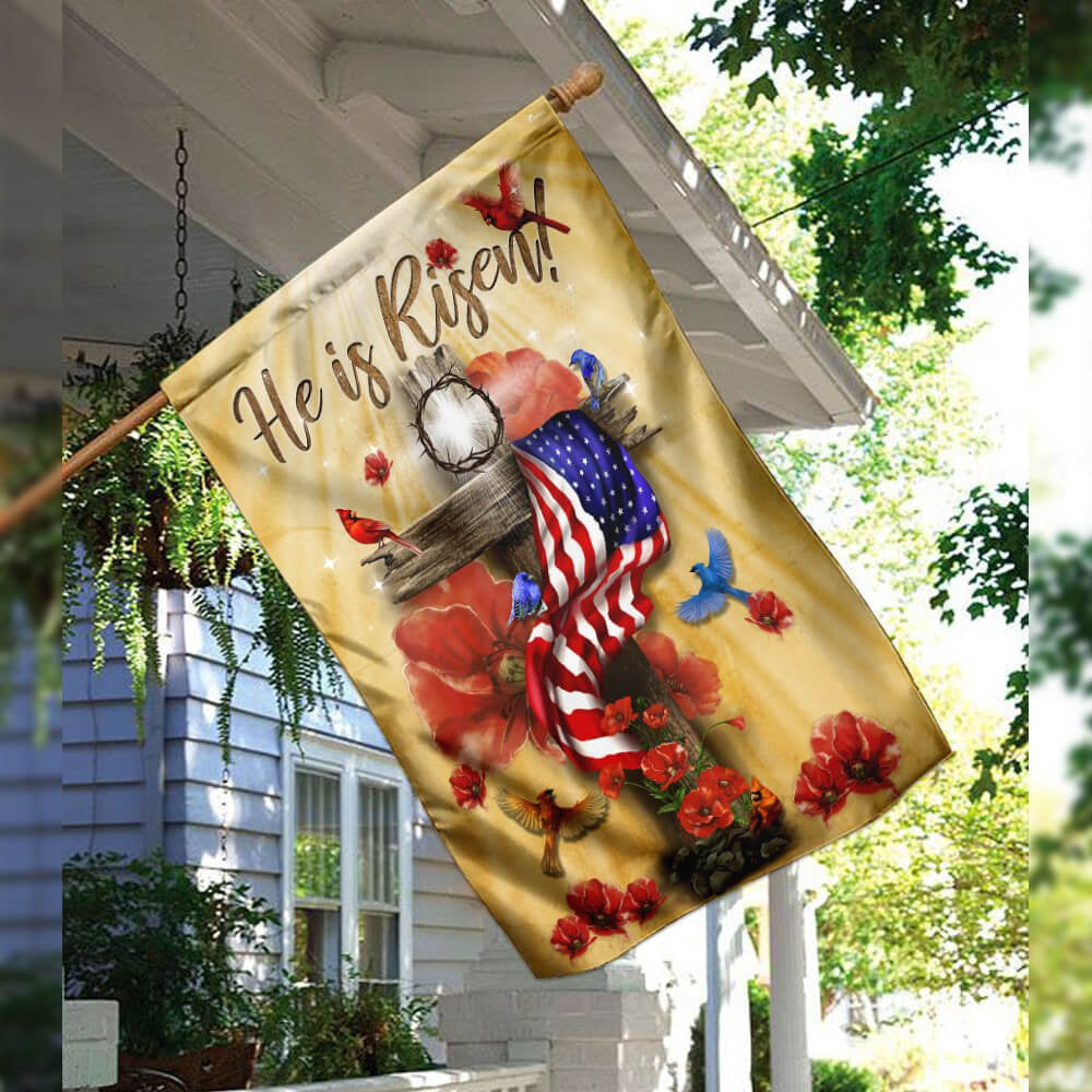 Christian Garden Flags, He Is Risen Jesus Flag, Christian House Flags, Christian Cross Flag, Faith Flag