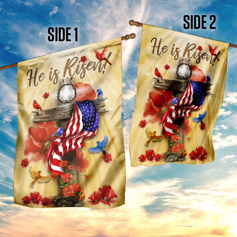 Christian Garden Flags, He Is Risen Jesus Flag, Christian House Flags, Christian Cross Flag, Faith Flag