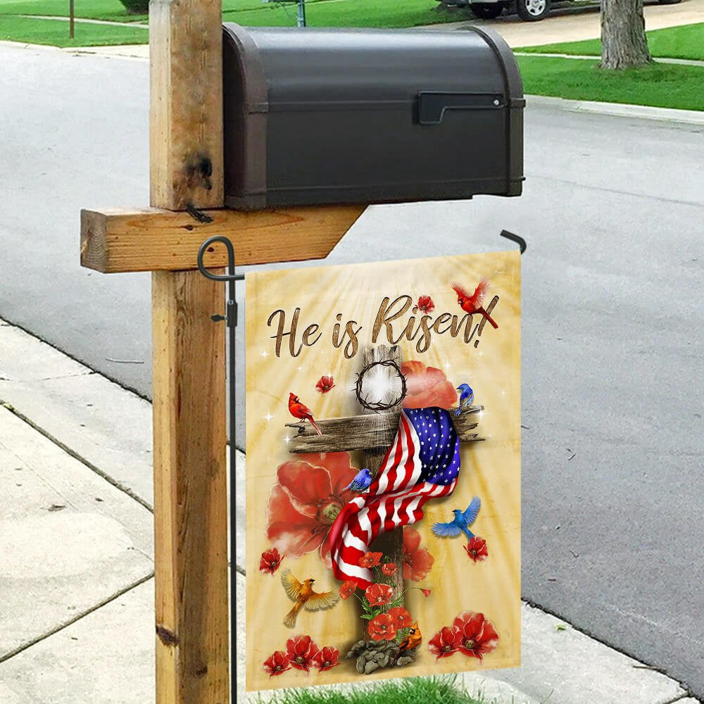 Christian Garden Flags, He Is Risen Jesus Flag, Christian House Flags, Christian Cross Flag, Faith Flag