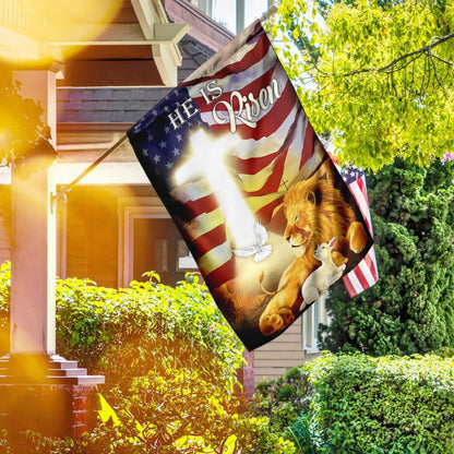 Christian Garden Flags, He Is Risen Lion And Lamb Flag, Christian House Flags, Christian Cross Flag, Faith Flag