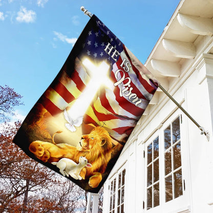 Christian Garden Flags, He Is Risen Lion And Lamb Flag, Christian House Flags, Christian Cross Flag, Faith Flag
