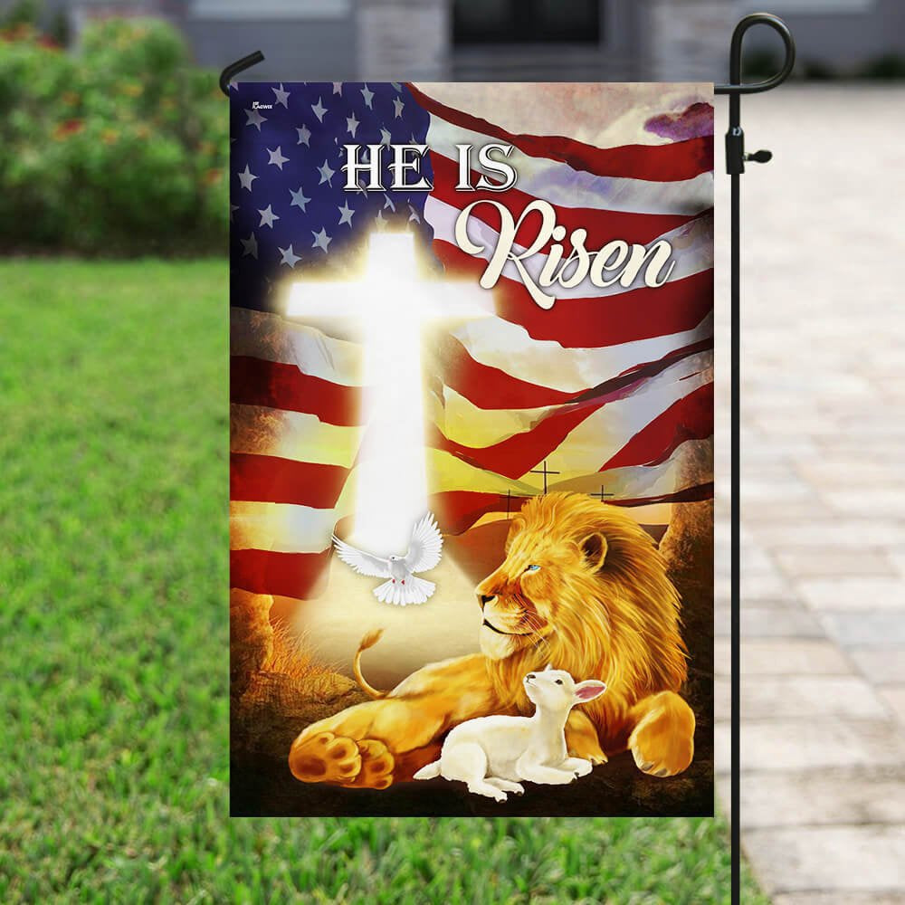 Christian Garden Flags, He Is Risen Lion And Lamb Flag, Christian House Flags, Christian Cross Flag, Faith Flag