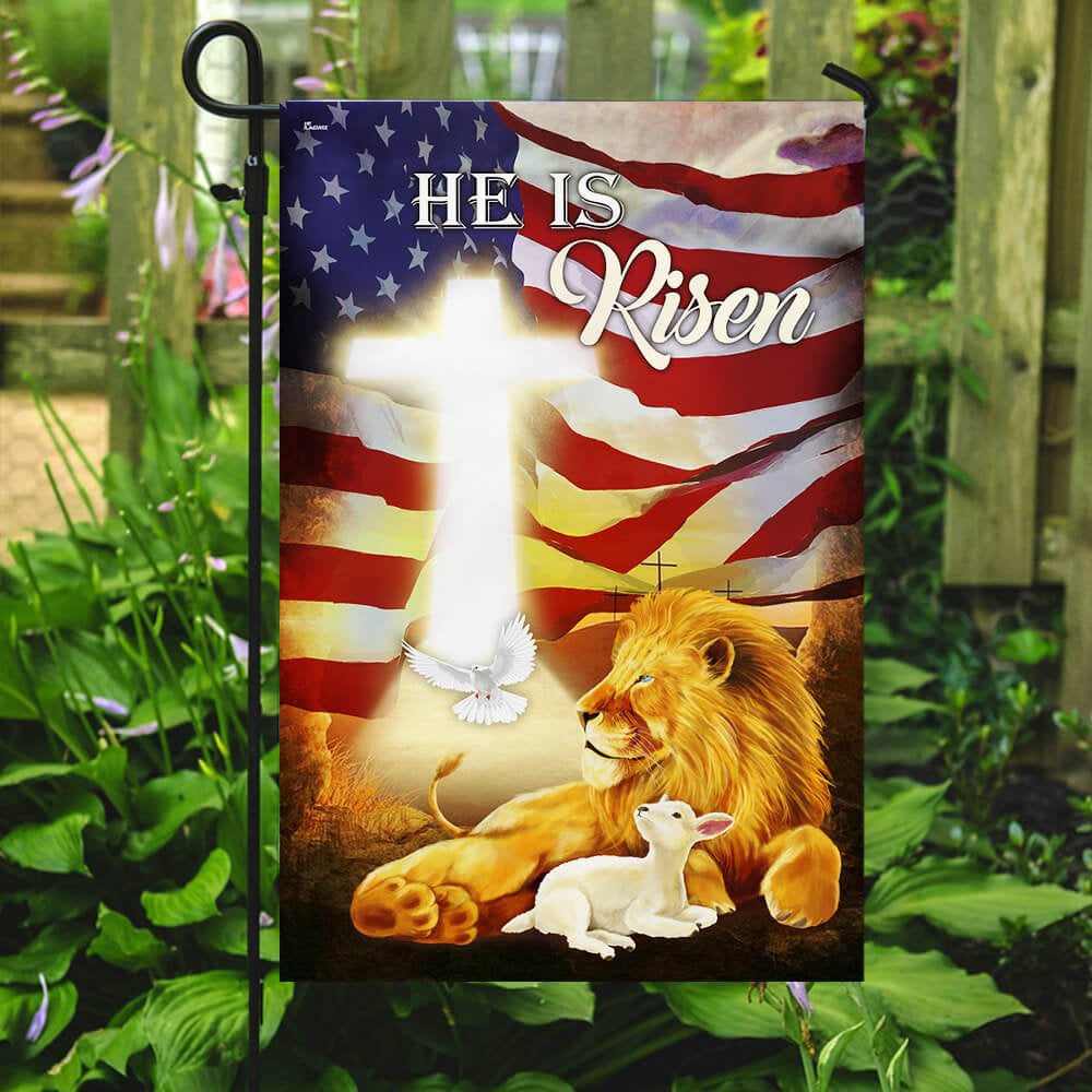 Christian Garden Flags, He Is Risen Lion And Lamb Flag, Christian House Flags, Christian Cross Flag, Faith Flag