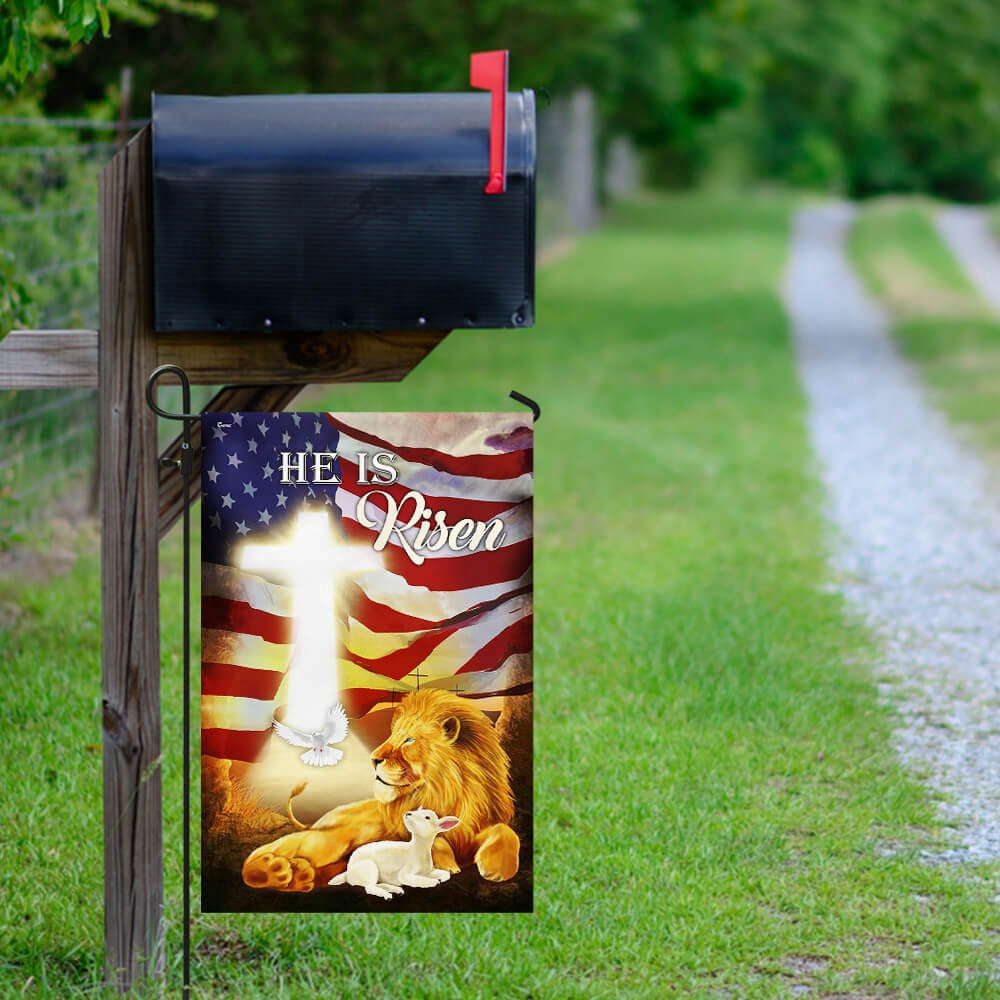 Christian Garden Flags, He Is Risen Lion And Lamb Flag, Christian House Flags, Christian Cross Flag, Faith Flag