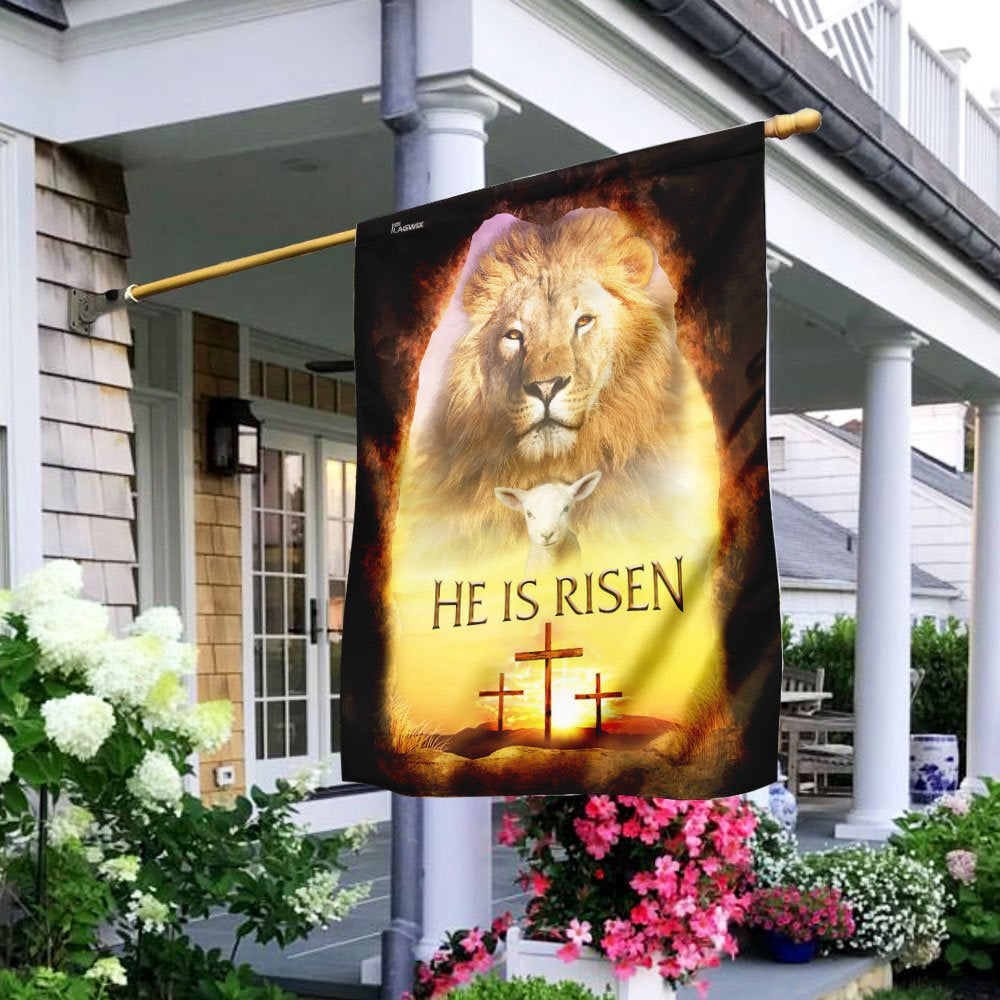 Christian Garden Flags, He is risen, Lion And Lamb Easter Flag, Christian House Flags, Christian Cross Flag, Faith Flag