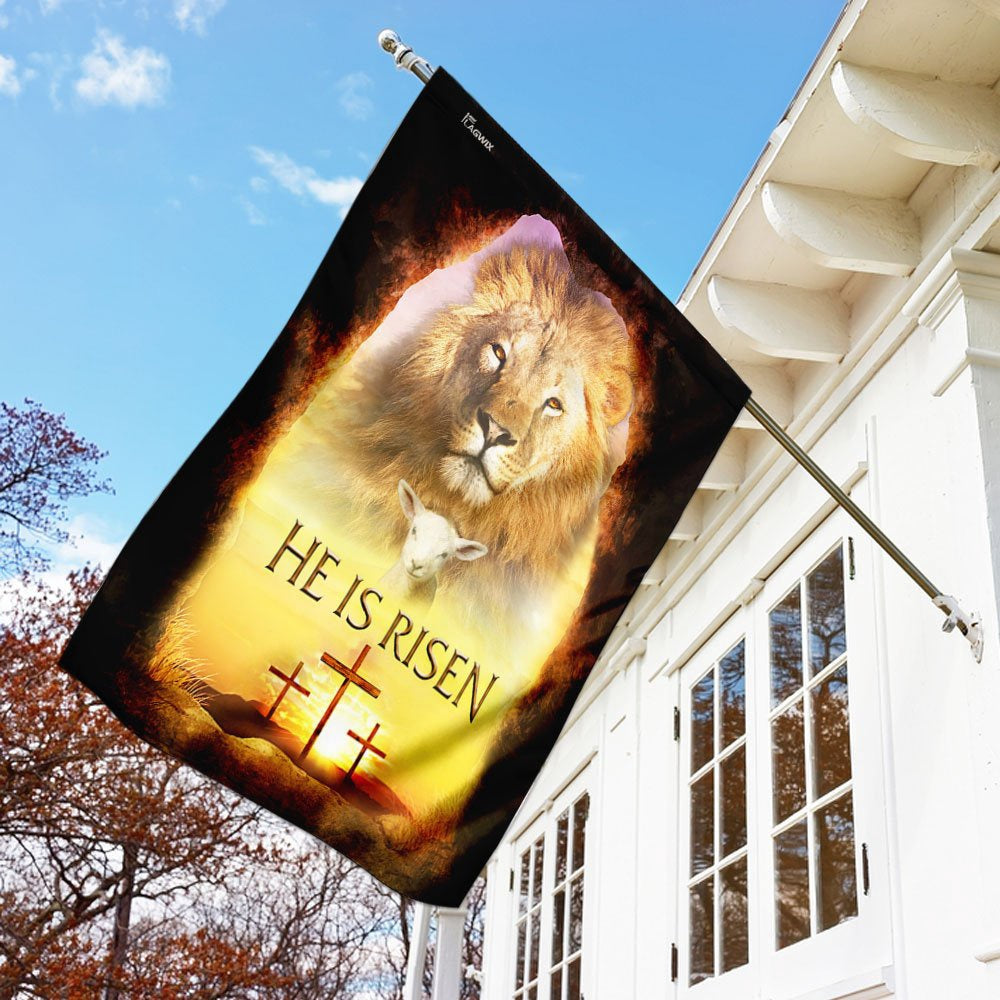 Christian Garden Flags, He is risen, Lion And Lamb Easter Flag, Christian House Flags, Christian Cross Flag, Faith Flag