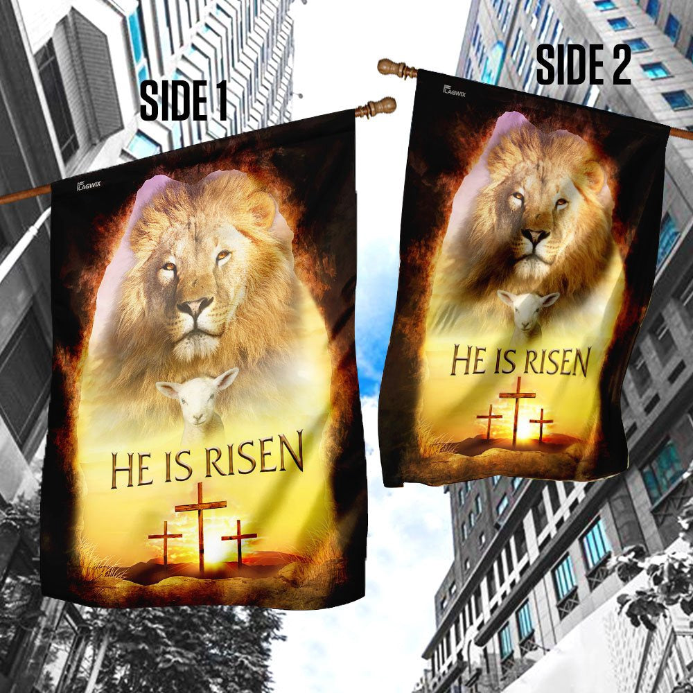 Christian Garden Flags, He is risen, Lion And Lamb Easter Flag, Christian House Flags, Christian Cross Flag, Faith Flag