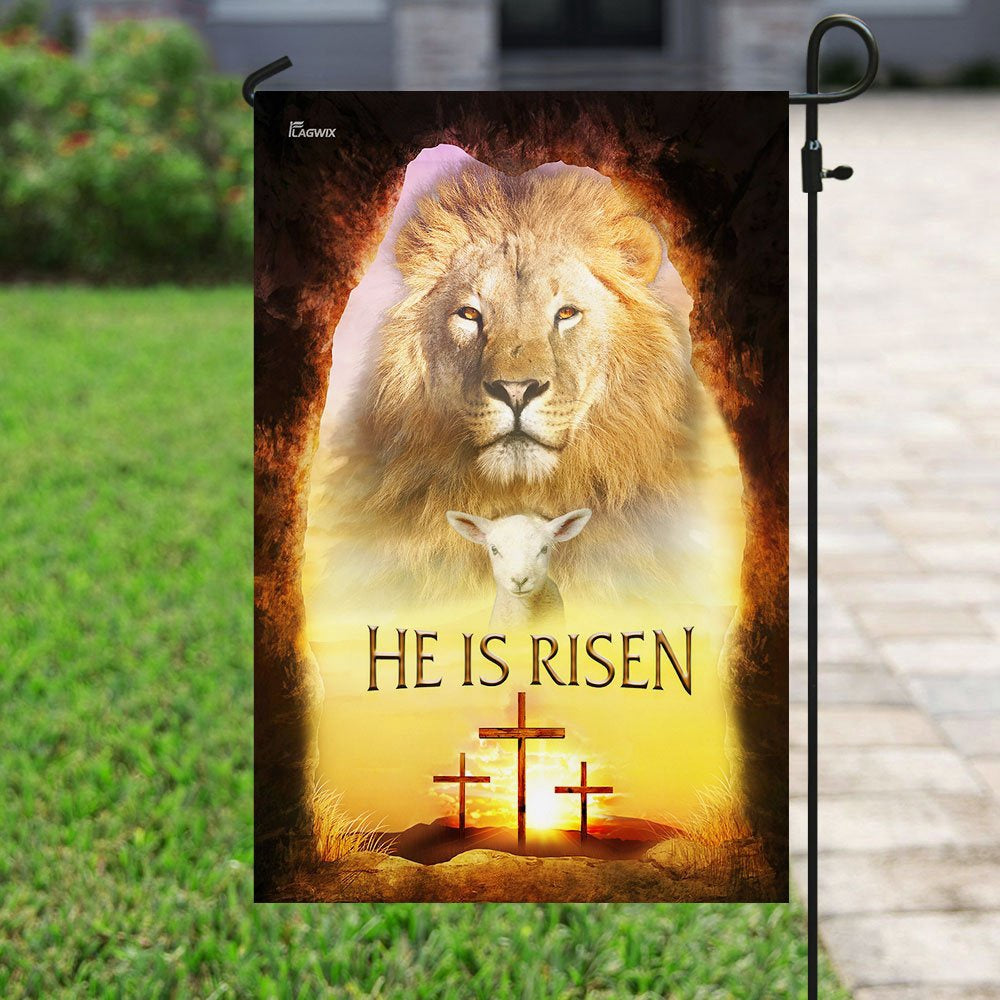 Christian Garden Flags, He is risen, Lion And Lamb Easter Flag, Christian House Flags, Christian Cross Flag, Faith Flag