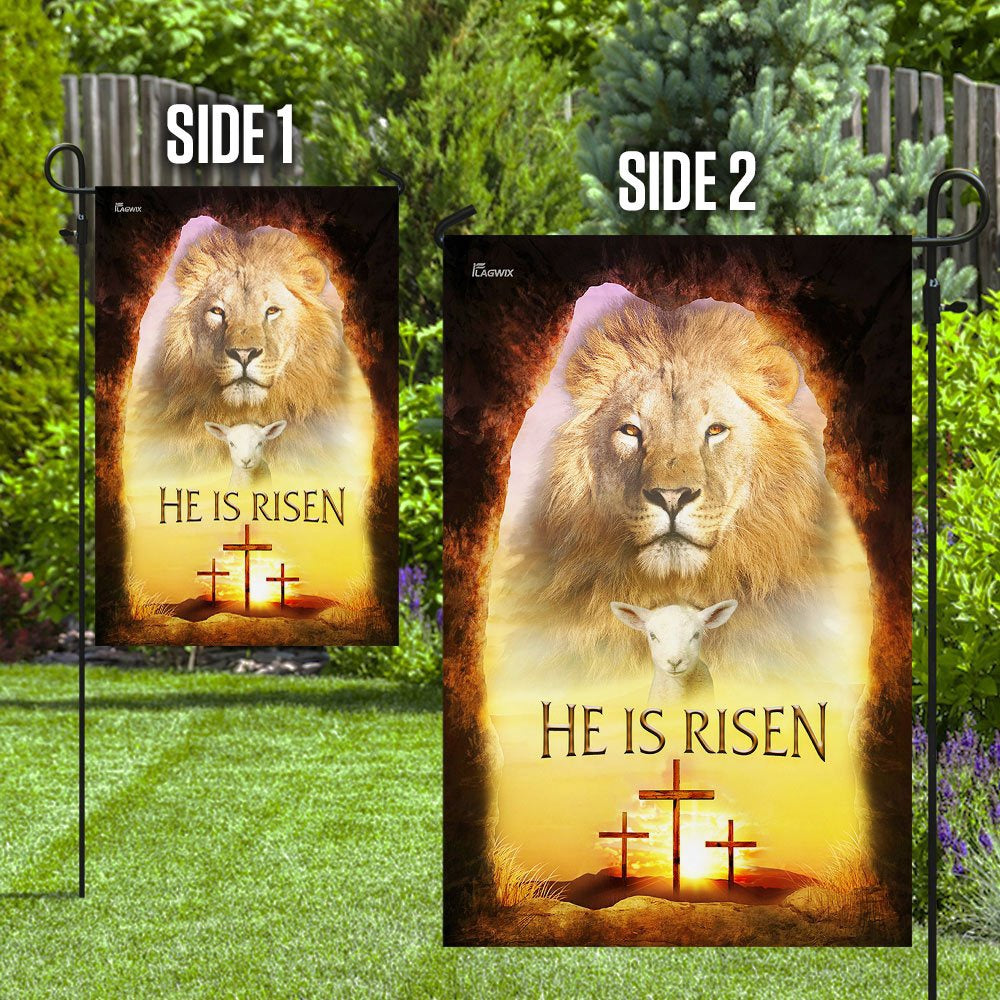 Christian Garden Flags, He is risen, Lion And Lamb Easter Flag, Christian House Flags, Christian Cross Flag, Faith Flag