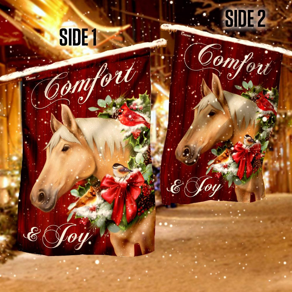 Christian Garden Flags, Horse Comfort And Joy Christmas Flag, Christian House Flags, Christian Cross Flag, Faith Flag