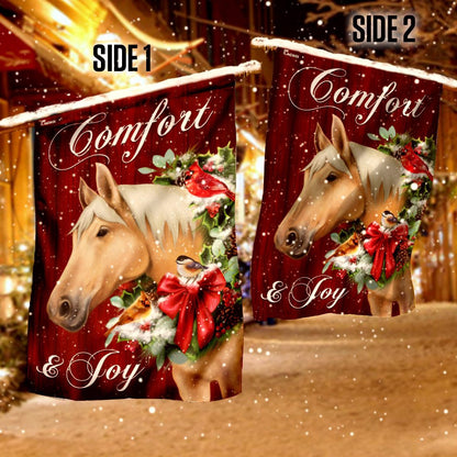 Christian Garden Flags, Horse Comfort And Joy Christmas Flag, Christian House Flags, Christian Cross Flag, Faith Flag