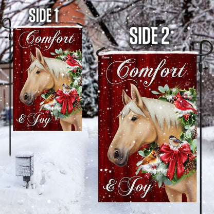 Christian Garden Flags, Horse Comfort And Joy Christmas Flag, Christian House Flags, Christian Cross Flag, Faith Flag