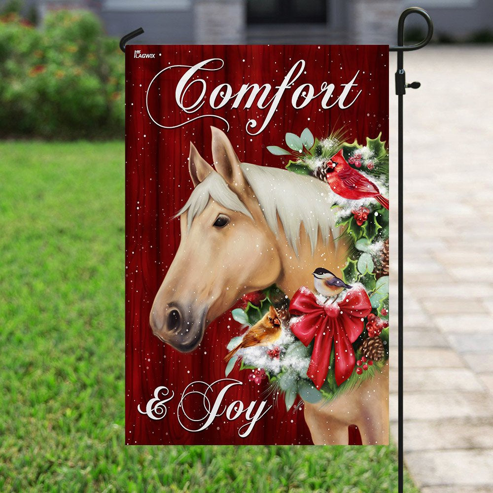 Christian Garden Flags, Horse Comfort And Joy Christmas Flag, Christian House Flags, Christian Cross Flag, Faith Flag