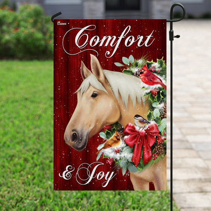 Christian Garden Flags, Horse Comfort And Joy Christmas Flag, Christian House Flags, Christian Cross Flag, Faith Flag