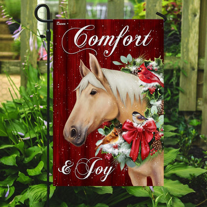 Christian Garden Flags, Horse Comfort And Joy Christmas Flag, Christian House Flags, Christian Cross Flag, Faith Flag