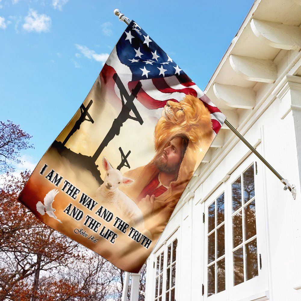 Christian Garden Flags, I Am The Way And The Truth And The Life Flag, Christian House Flags, Christian Cross Flag, Faith Flag