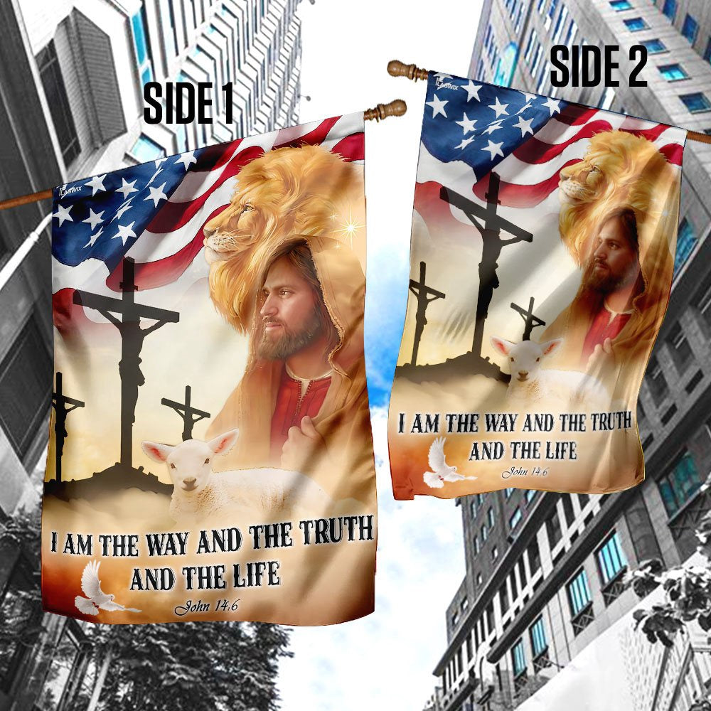 Christian Garden Flags, I Am The Way And The Truth And The Life Flag, Christian House Flags, Christian Cross Flag, Faith Flag