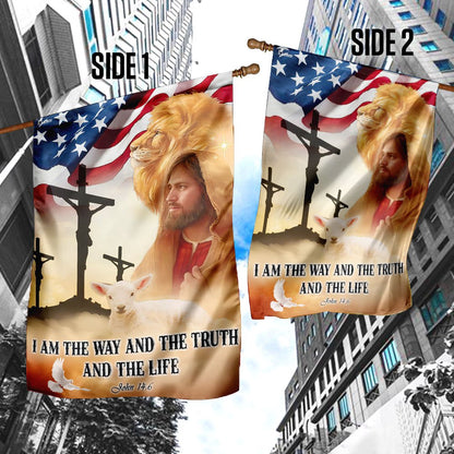 Christian Garden Flags, I Am The Way And The Truth And The Life Flag, Christian House Flags, Christian Cross Flag, Faith Flag