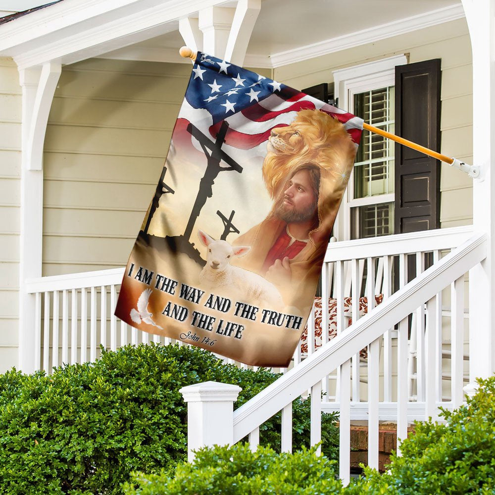 Christian Garden Flags, I Am The Way And The Truth And The Life Flag, Christian House Flags, Christian Cross Flag, Faith Flag