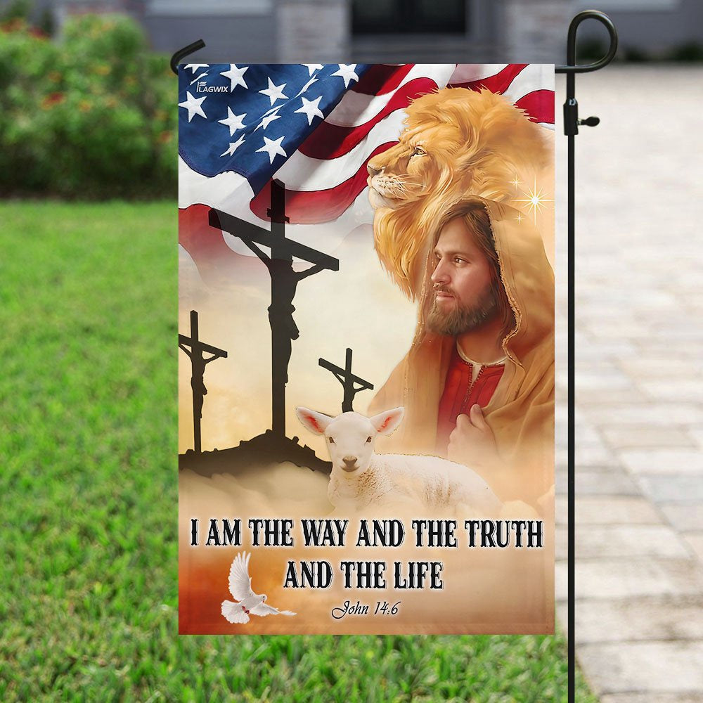 Christian Garden Flags, I Am The Way And The Truth And The Life Flag, Christian House Flags, Christian Cross Flag, Faith Flag