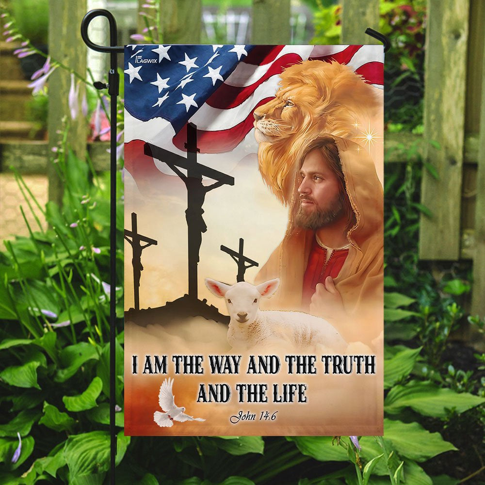 Christian Garden Flags, I Am The Way And The Truth And The Life Flag, Christian House Flags, Christian Cross Flag, Faith Flag