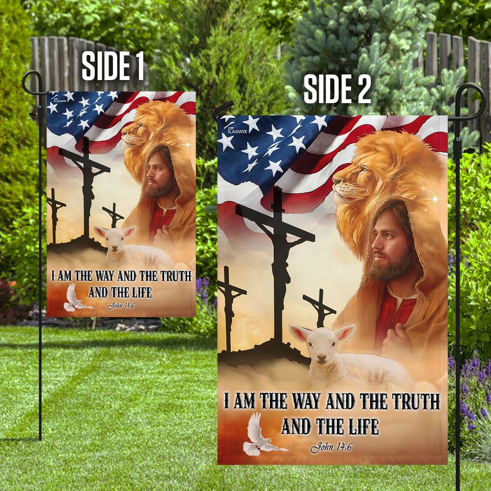 Christian Garden Flags, I Am The Way And The Truth And The Life Flag, Christian House Flags, Christian Cross Flag, Faith Flag