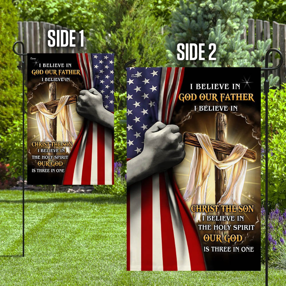 Christian Garden Flags, I Believe In God Our Father Flag, Christian House Flags, Christian Cross Flag, Faith Flag
