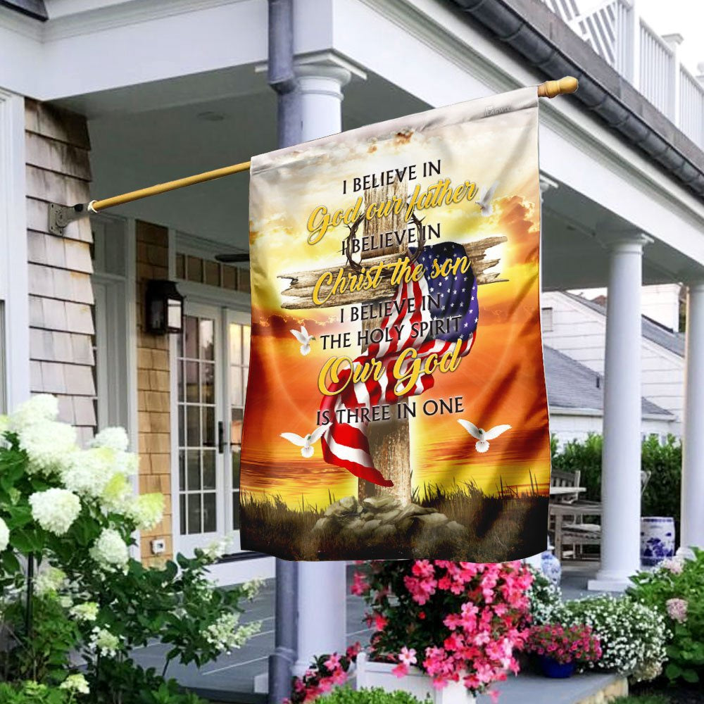 Christian Garden Flags, I Believe In God The Father Flag, Christian House Flags, Christian Cross Flag, Faith Flag