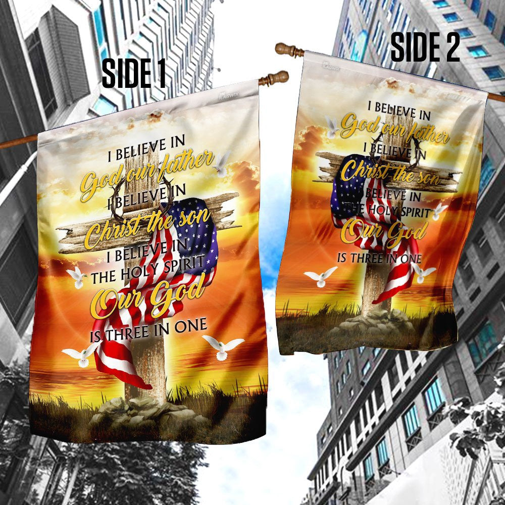 Christian Garden Flags, I Believe In God The Father Flag, Christian House Flags, Christian Cross Flag, Faith Flag