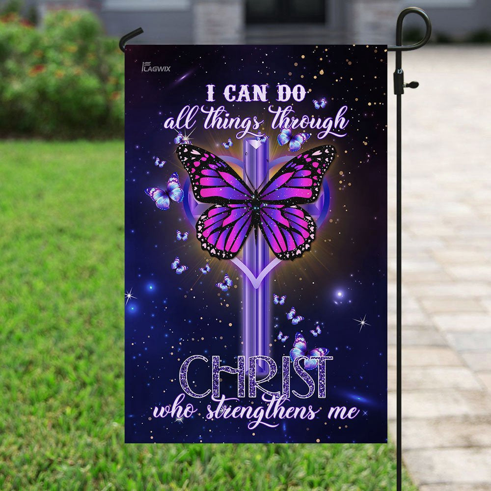 Christian Garden Flags, I Can Do All Things Through Christ Who Strengthens Me Flag, Christian House Flags, Christian Cross Flag, Faith Flag
