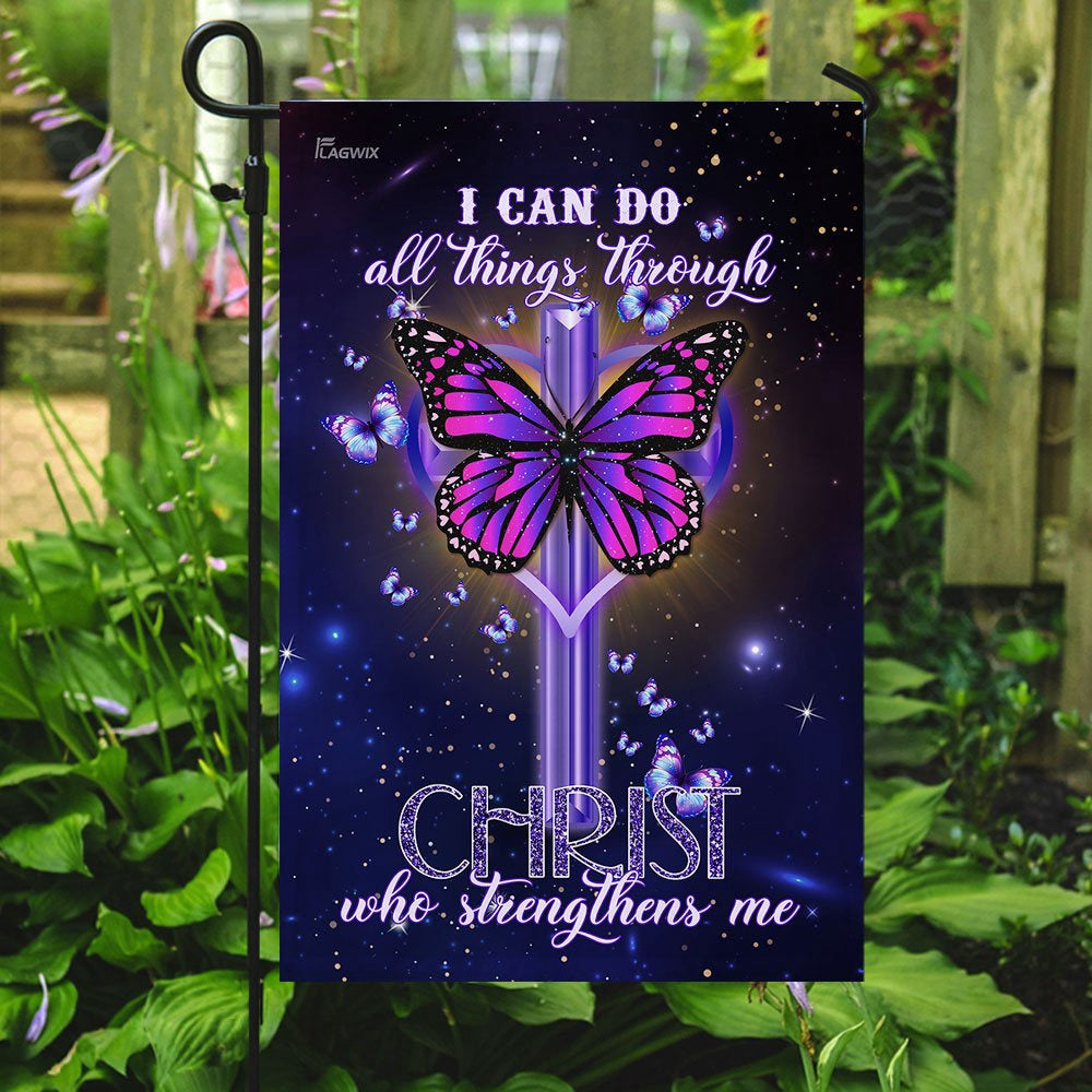 Christian Garden Flags, I Can Do All Things Through Christ Who Strengthens Me Flag, Christian House Flags, Christian Cross Flag, Faith Flag