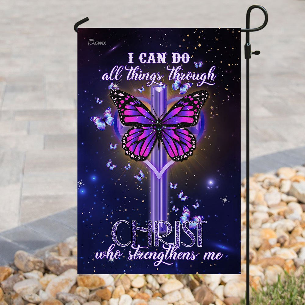 Christian Garden Flags, I Can Do All Things Through Christ Who Strengthens Me Flag, Christian House Flags, Christian Cross Flag, Faith Flag