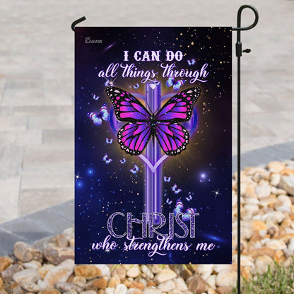 Christian Garden Flags, I Can Do All Things Through Christ Who Strengthens Me Flag, Christian House Flags, Christian Cross Flag, Faith Flag