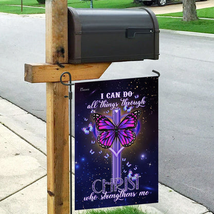 Christian Garden Flags, I Can Do All Things Through Christ Who Strengthens Me Flag, Christian House Flags, Christian Cross Flag, Faith Flag