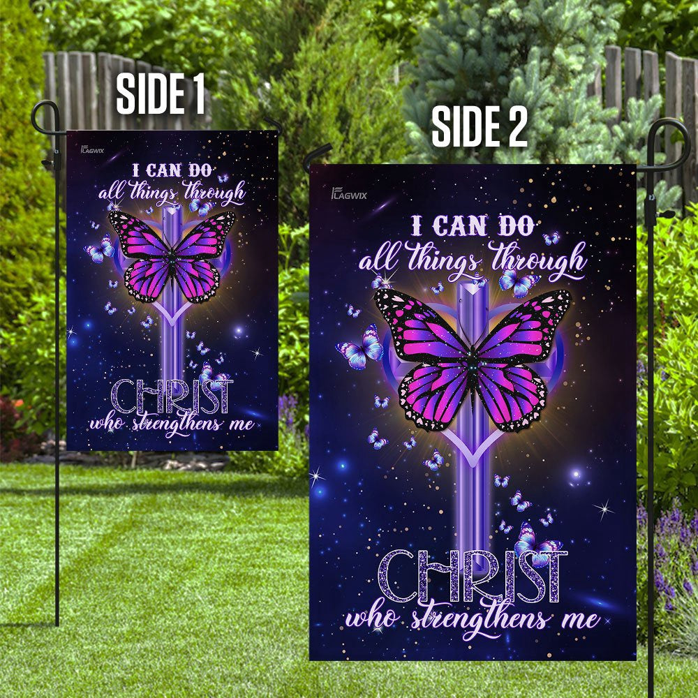 Christian Garden Flags, I Can Do All Things Through Christ Who Strengthens Me Flag, Christian House Flags, Christian Cross Flag, Faith Flag