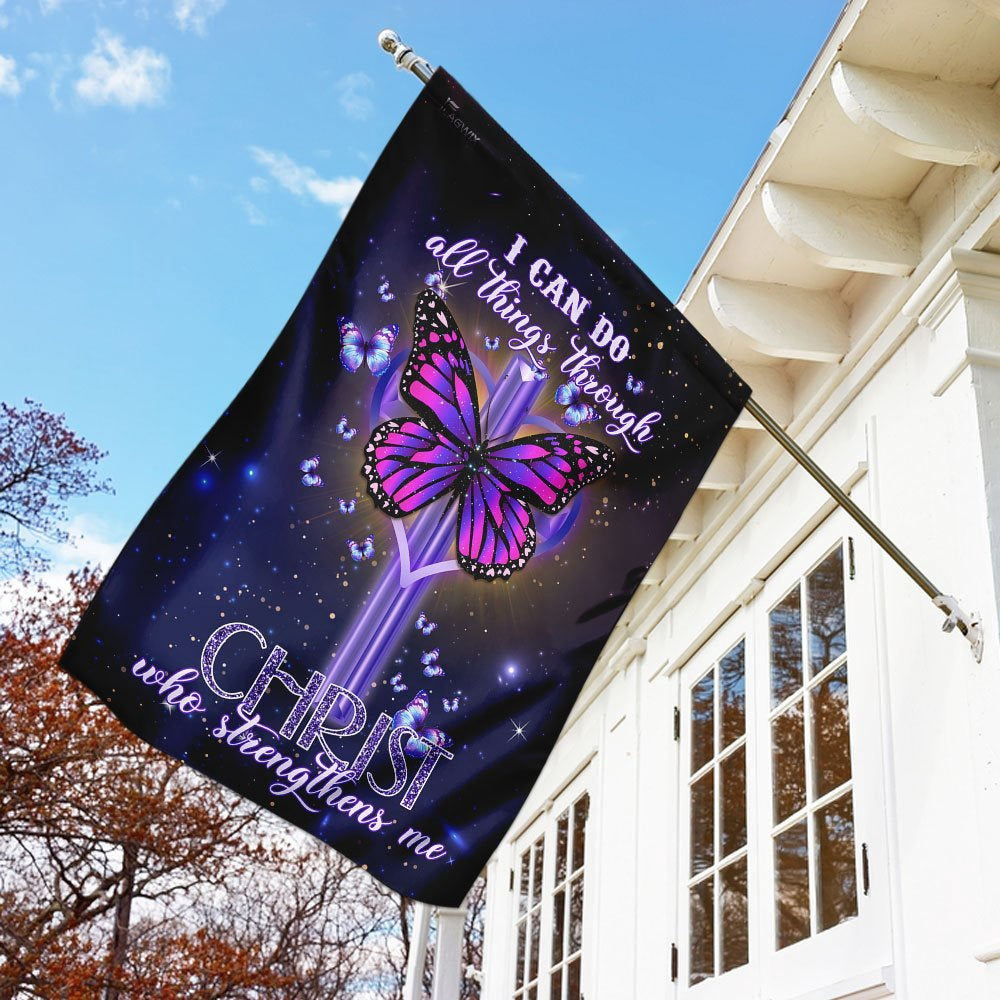 Christian Garden Flags, I Can Do All Things Through Christ Who Strengthens Me Flag, Christian House Flags, Christian Cross Flag, Faith Flag