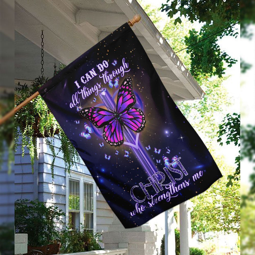 Christian Garden Flags, I Can Do All Things Through Christ Who Strengthens Me Flag, Christian House Flags, Christian Cross Flag, Faith Flag